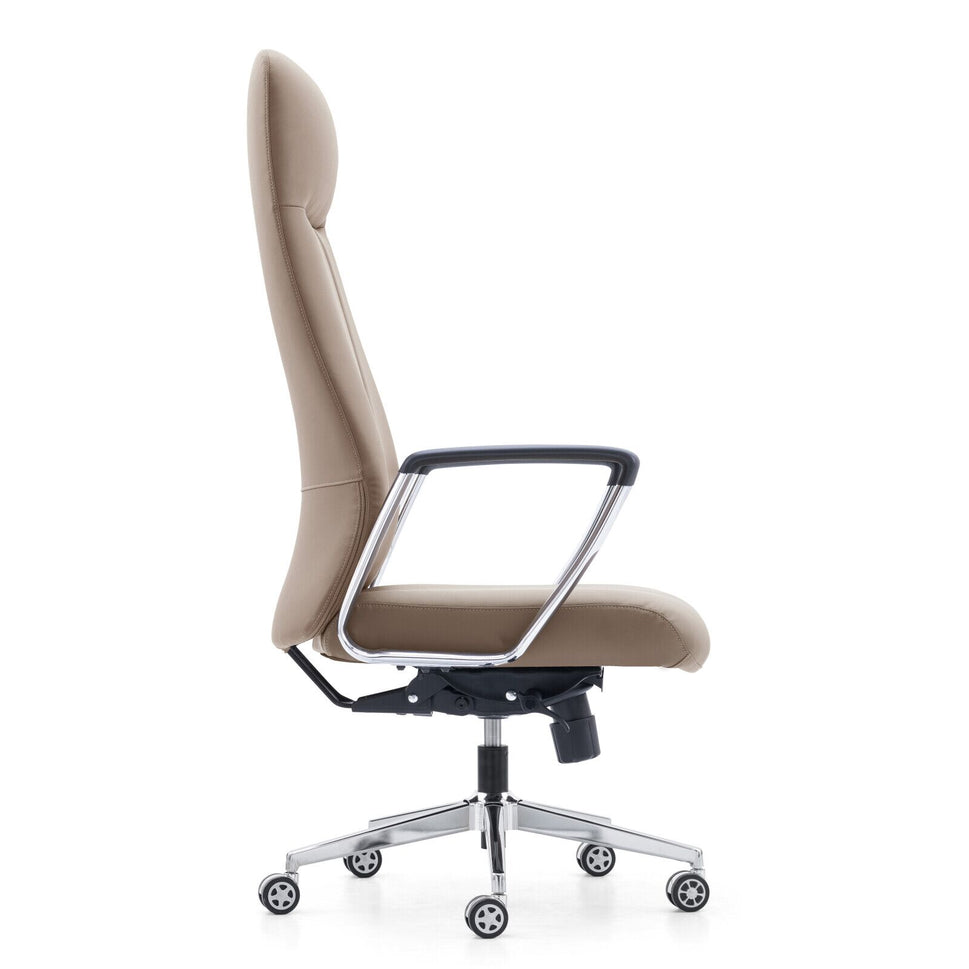 Sleek Faux Leather Upholstered Office Chair with Chrome Finishes