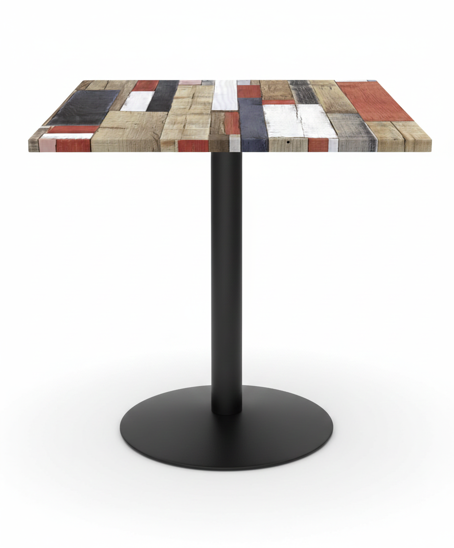 Commercial-Grade Indoor & Outdoor Table with Reinforced Stone-Composite Top: Multi Color Redden Wood