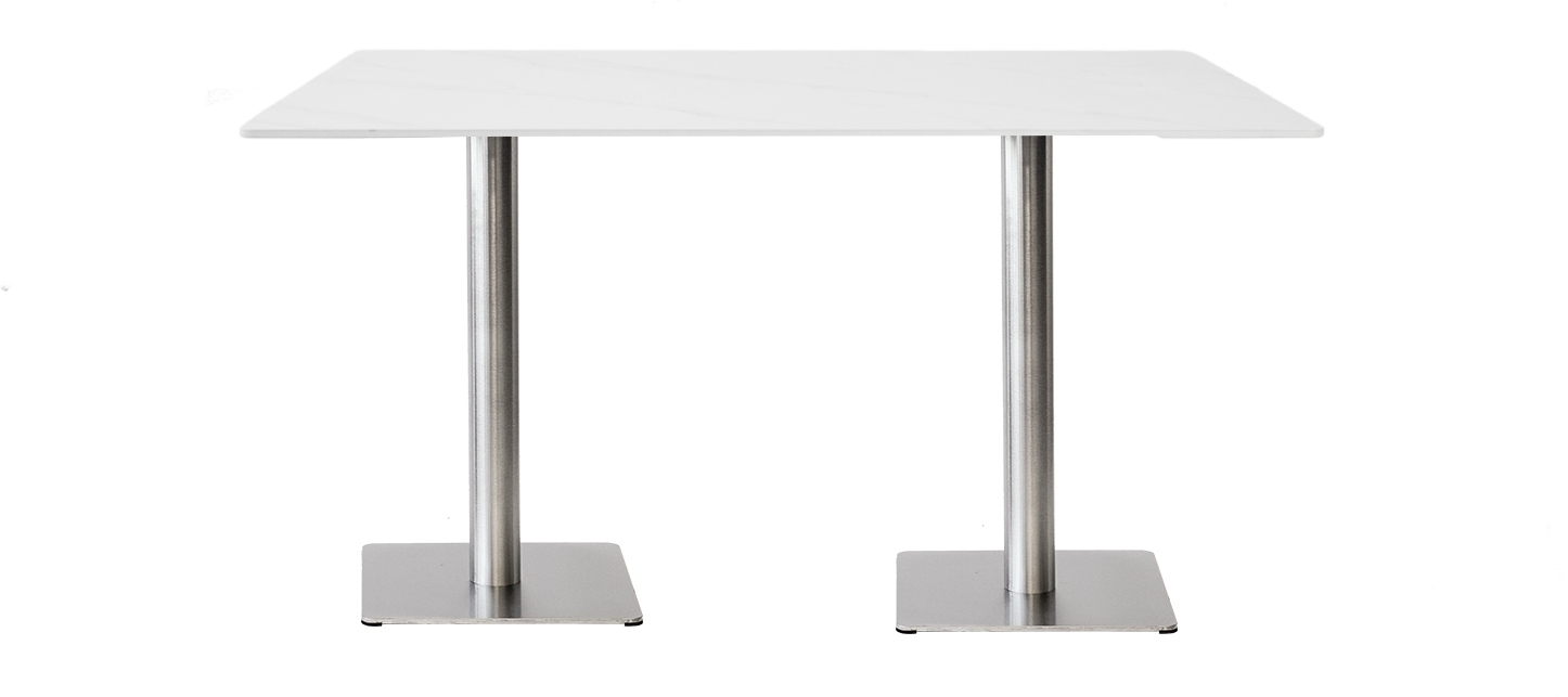 White Sintered Stone Marble-like Table with Base