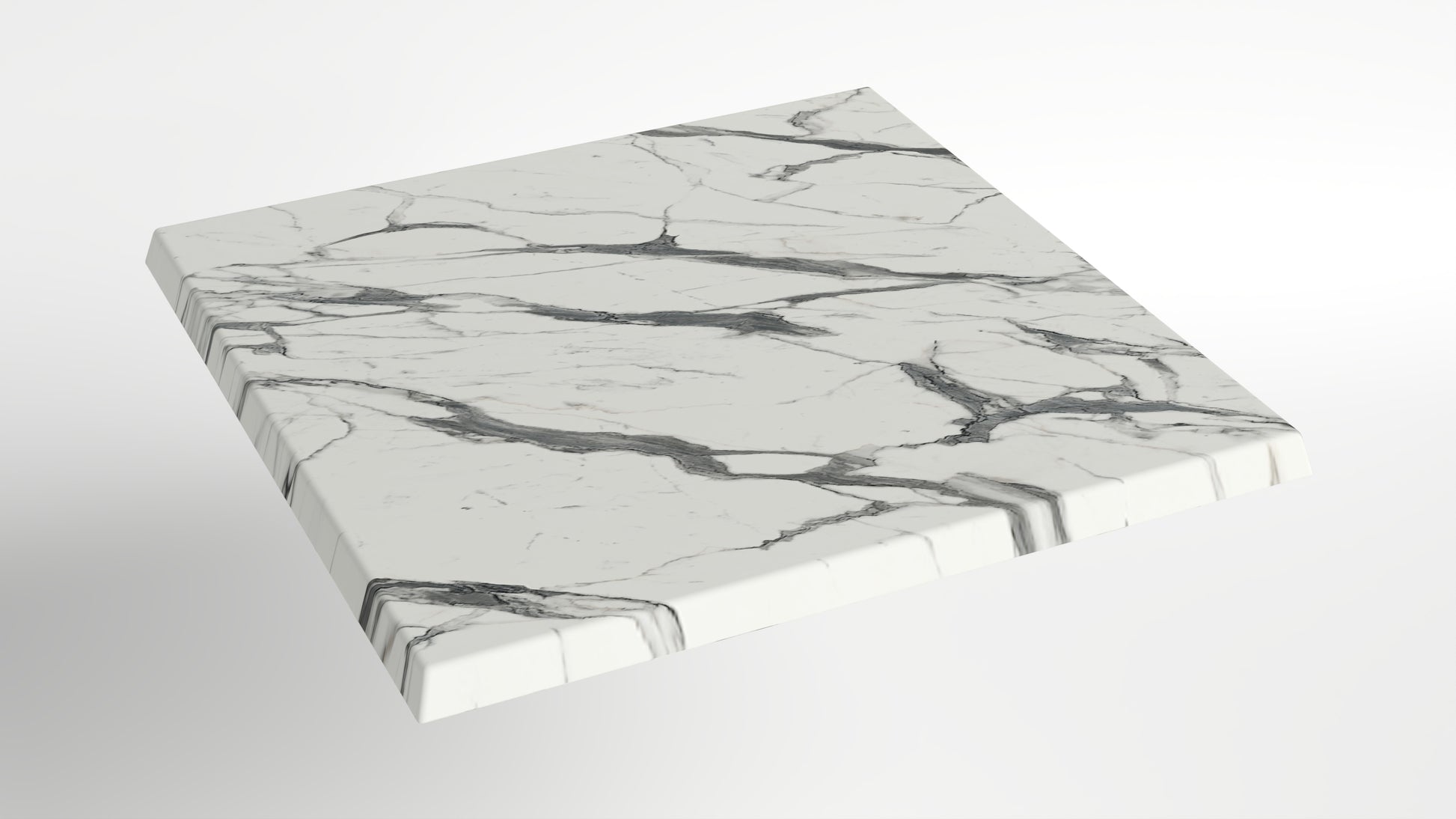 Commercial-Grade Indoor & Outdoor Table with Reinforced Stone-Composite Top: Square White Marble-Like