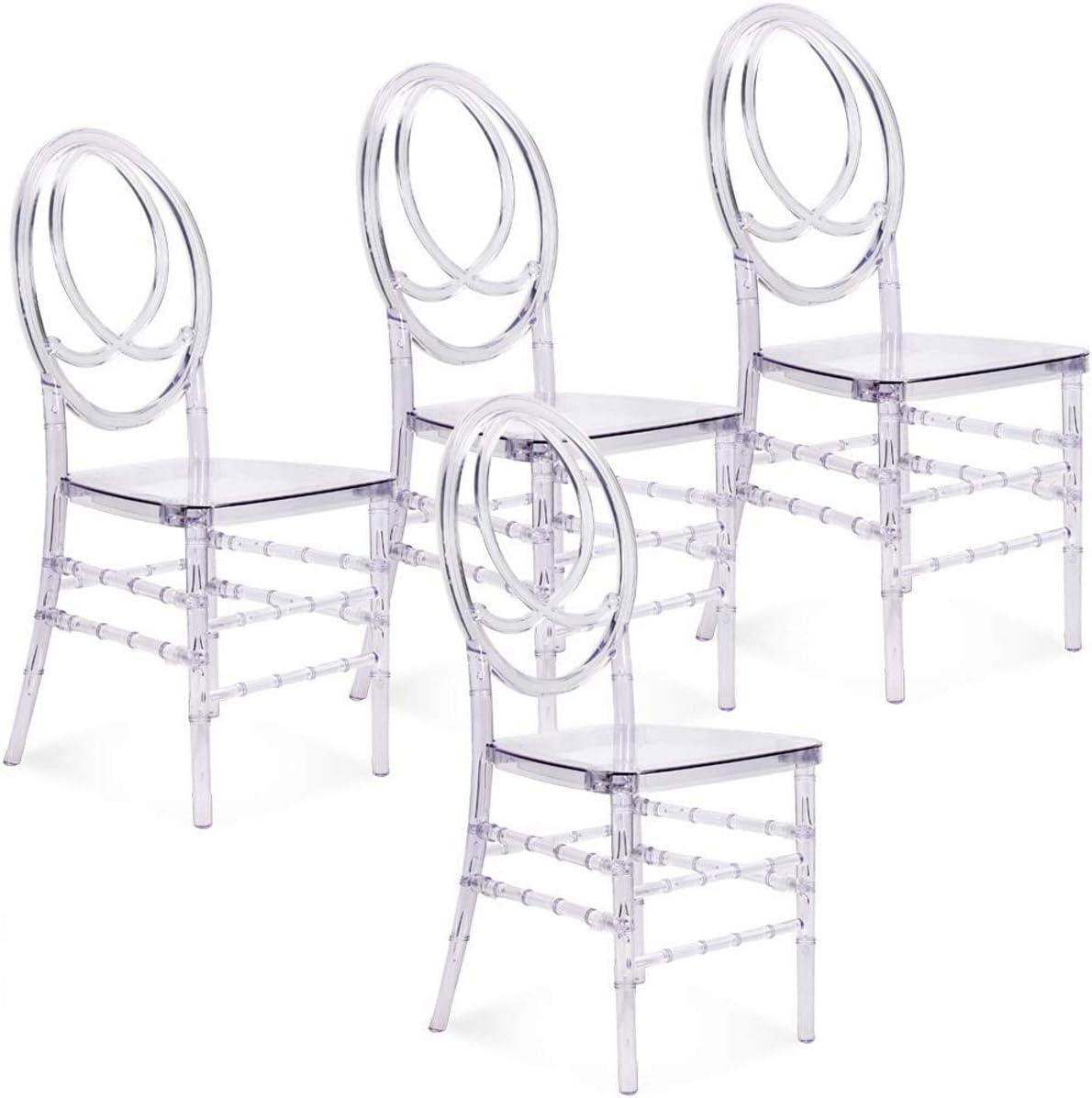 Set of 4 Chiavari Chair, Stackable Elegant Party Event Wedding Chairs, PP Dining Chairs Oval Backrest for Hospitality and Event Seating