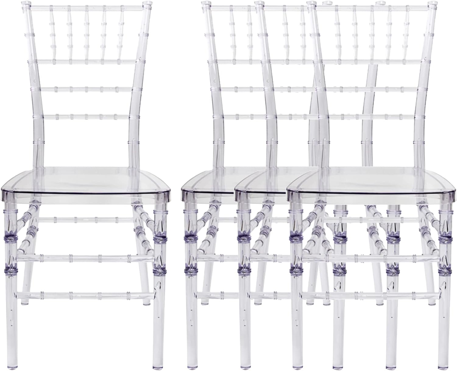 Set of 4 Clear Crystal Acrylic Chairs, Transparent Stacking Chiavari Dining Chairs for Weddings, Banquets, Events (Napoleon, Clear)
