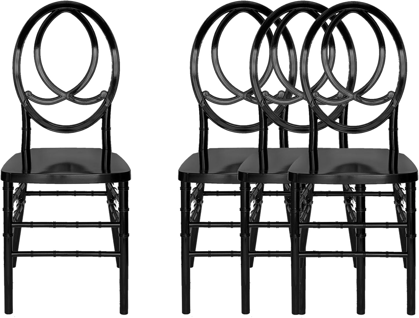 Set of 4 Chiavari Chair, Stackable Elegant Party Event Wedding Chairs, PP Dining Chairs Oval Backrest for Hospitality and Event Seating