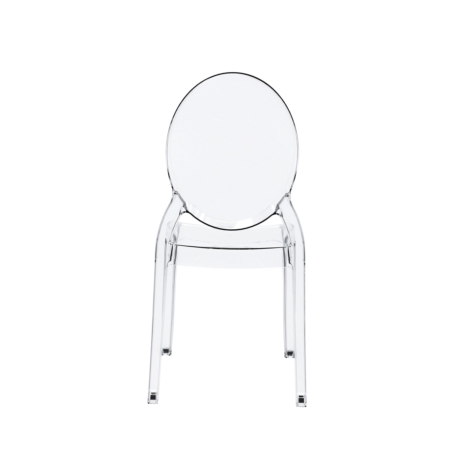 Set of 4 Clear LARGE Ghost Chairs, Modern Acrylic Stacking Chairs, Kitchen and Dining Room