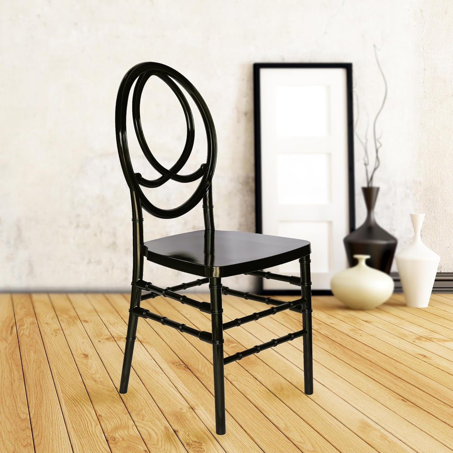 Set of 4 Chiavari Chair, Stackable Elegant Party Event Wedding Chairs, PP Dining Chairs Oval Backrest for Hospitality and Event Seating