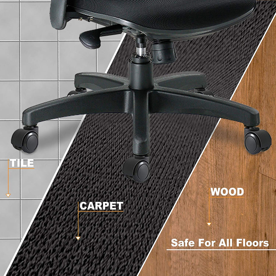 (10MM and 11MM Stem Options) FOH 5PCS 2" Office Chair Casters - Heavy Duty Swivel Wheels for All Floors (Black)