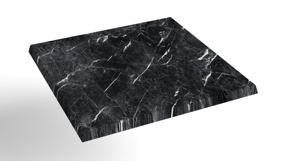 Commercial-Grade Indoor & Outdoor Table with Reinforced Stone-Composite Top: Black Marble-Like