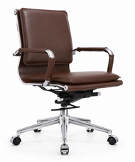 Modern Mid-Back Executive Leather Office Chair with Cushioned Seat & Backrest, Aluminum Frame & Swivel Base