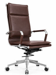 Modern High-Back Executive Leather Office Chair with Cushioned Seat & Backrest, Aluminum Frame & Swivel Base