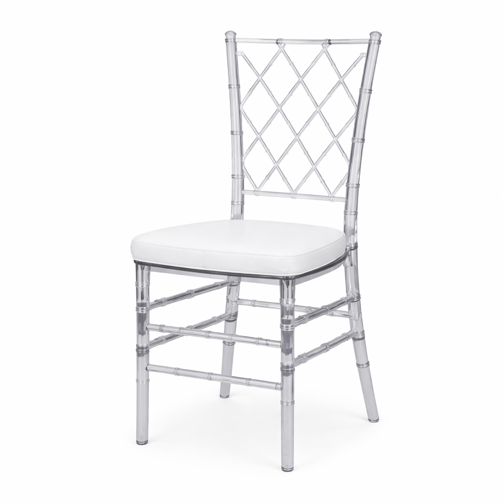 Set of 3 Clear Diamond Back Chairs – Elegant, Durable & Fully Assembled