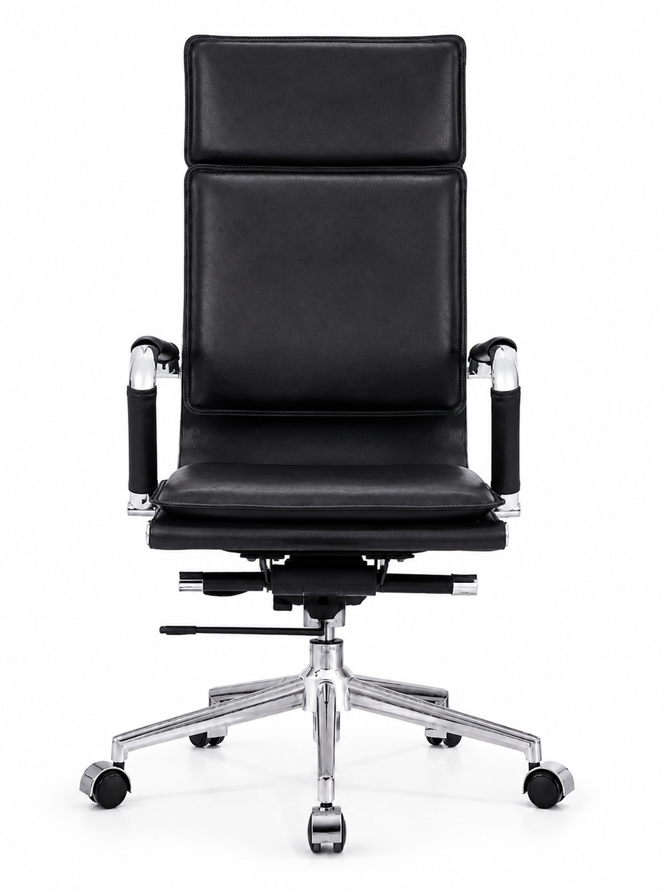 Modern High-Back Executive Leather Office Chair with Cushioned Seat & Backrest, Aluminum Frame & Swivel Base