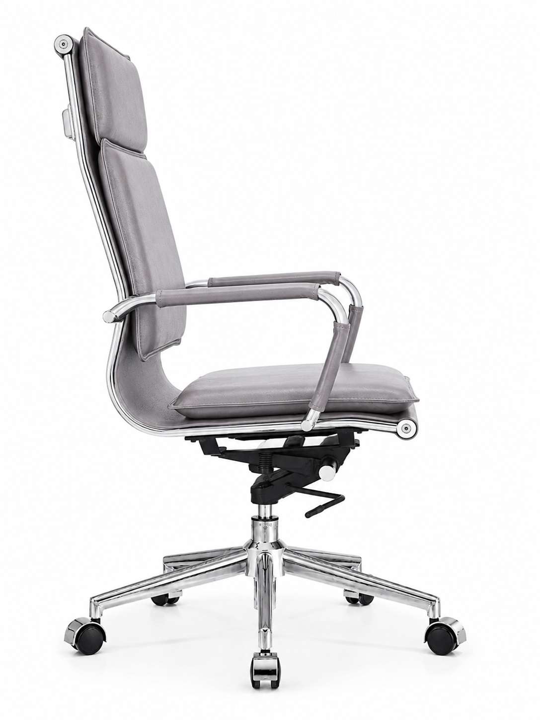 Modern High-Back Executive Leather Office Chair with Cushioned Seat & Backrest, Aluminum Frame & Swivel Base