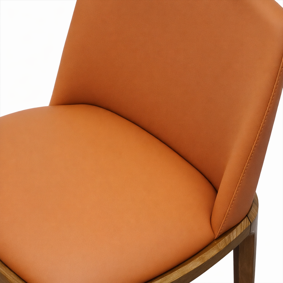 Modern Upholstered Dining Chair with Solid Wood Legs – Beige/Natural or Orange/Walnut