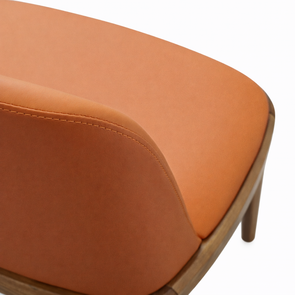 Modern Upholstered Dining Chair with Solid Wood Legs – Beige/Natural or Orange/Walnut