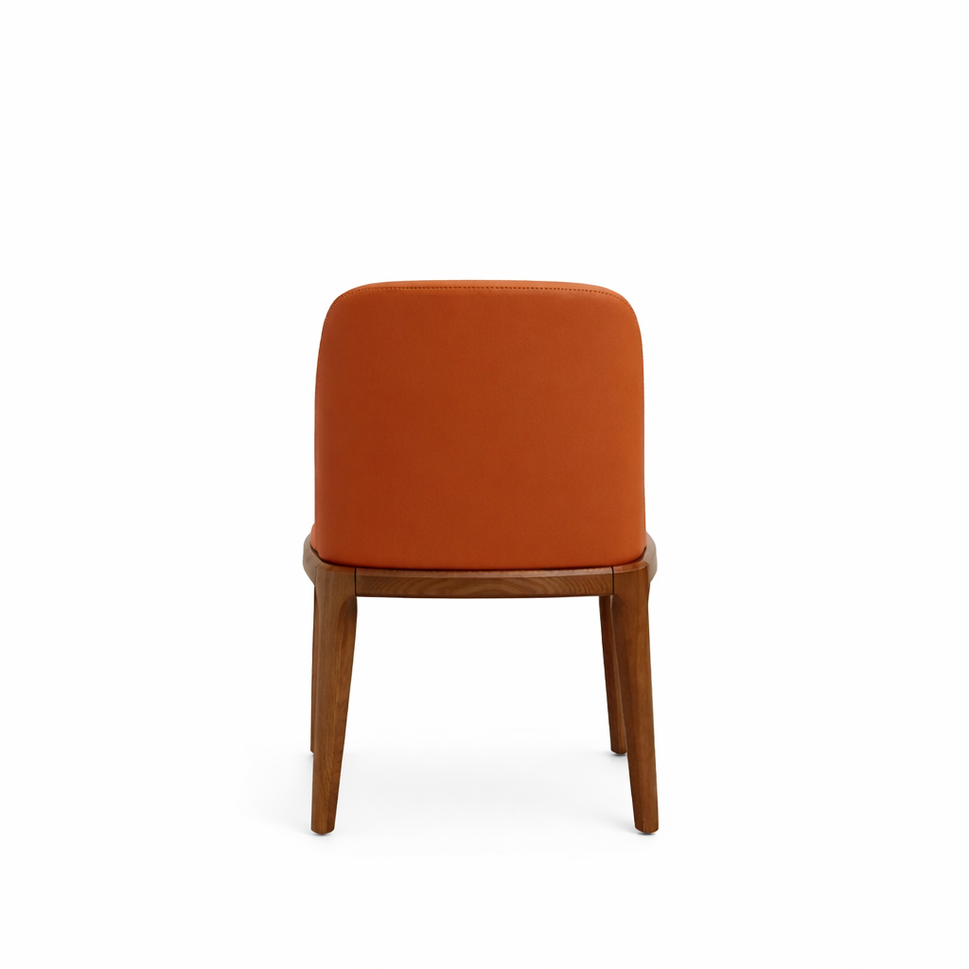 Modern Upholstered Dining Chair with Solid Wood Legs – Beige/Natural or Orange/Walnut