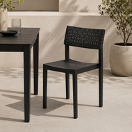 Set of 4 Modern Outdoor Dining Chairs – Durable Plastic Weave Design