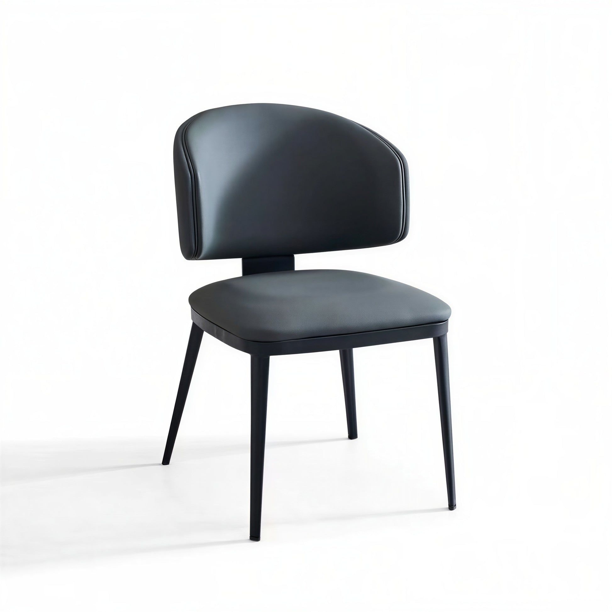 Modern Curved Upholstered Dining Chair with Black Metal Legs – Contemporary Accent Side Chair
