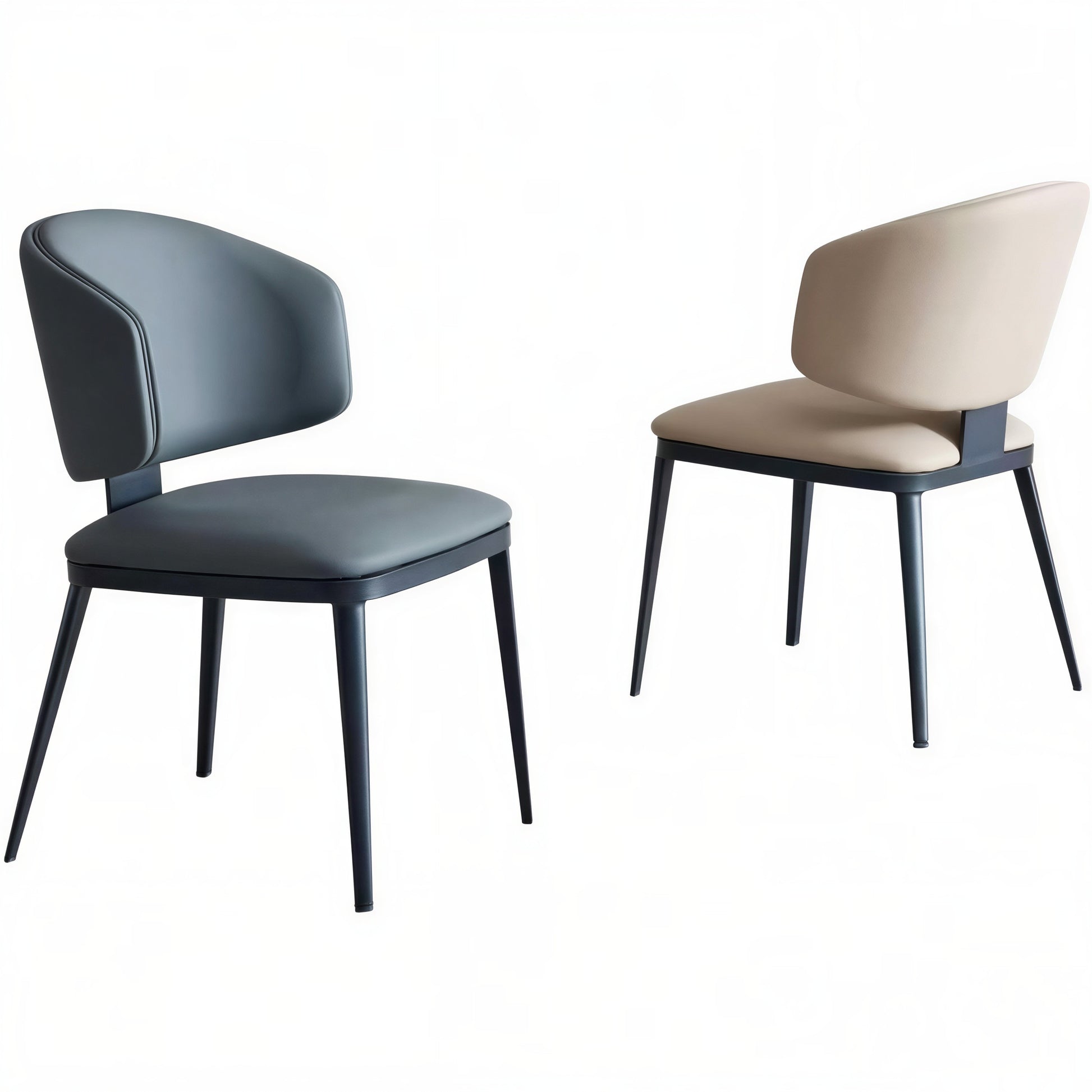 Modern Curved Upholstered Dining Chair with Black Metal Legs – Contemporary Accent Side Chair