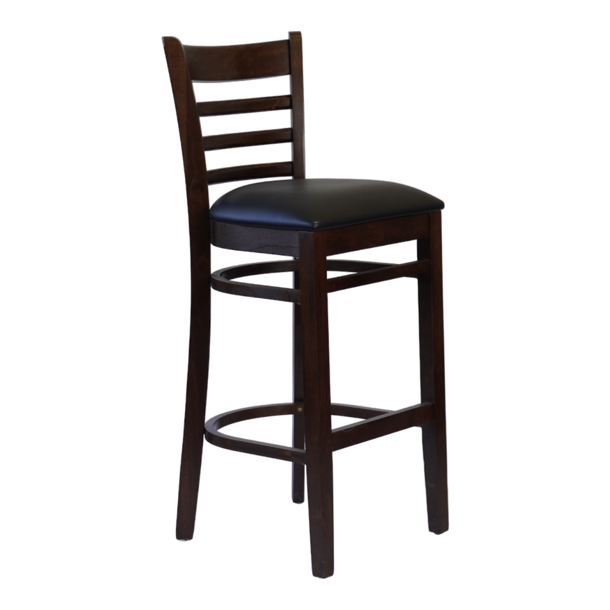 Wooden Ladder Back Chair with PU Leather Upholstered Seat- Dining and Bar Height
