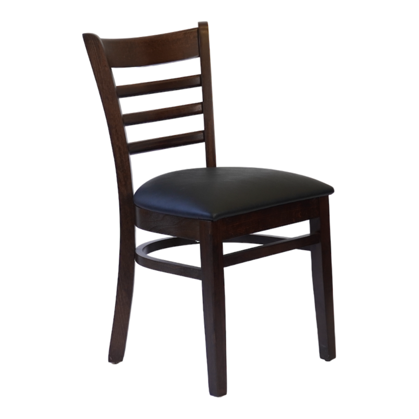 Wooden Ladder Back Chair with PU Leather Upholstered Seat- Dining and Bar Height