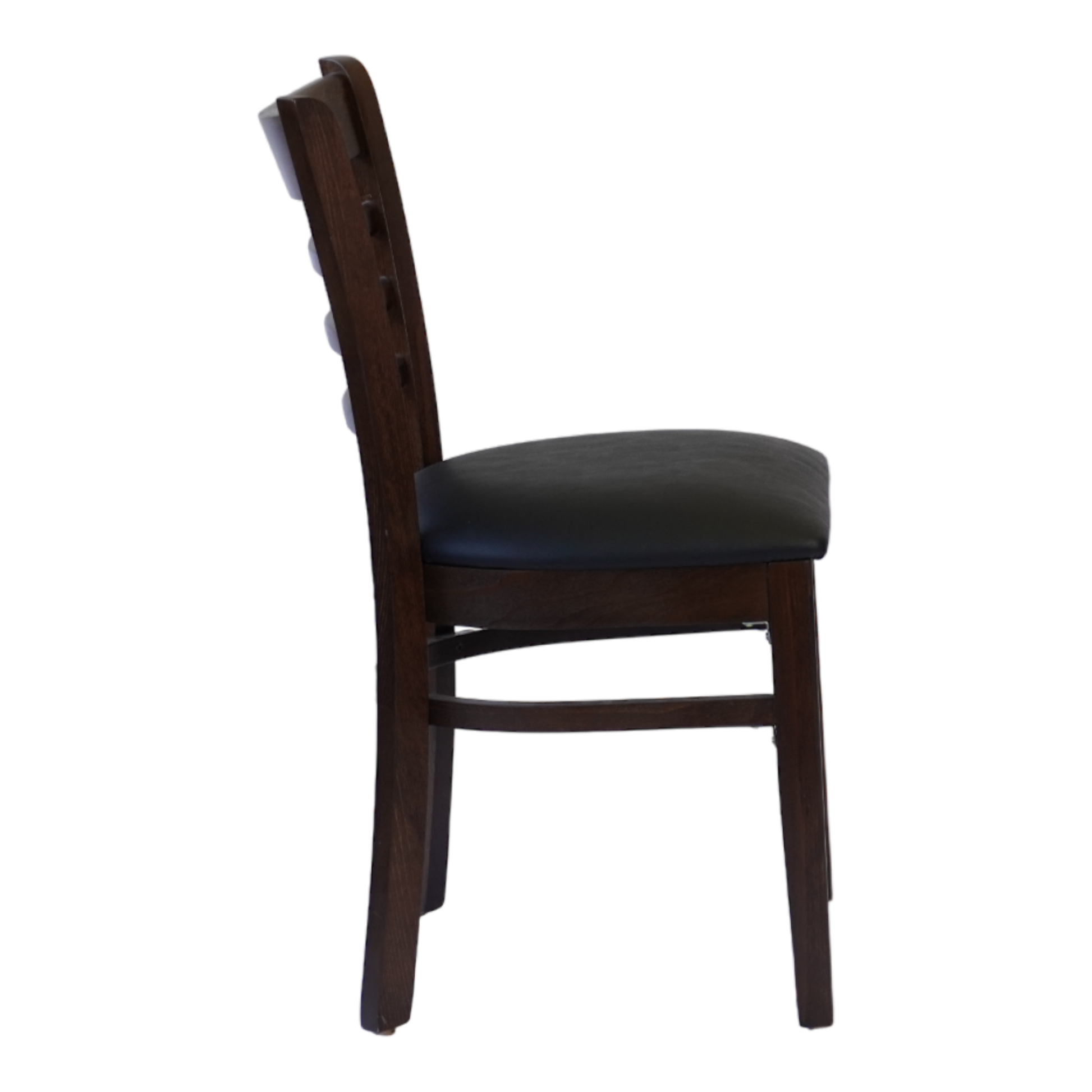 Wooden Ladder Back Chair with PU Leather Upholstered Seat- Dining and Bar Height