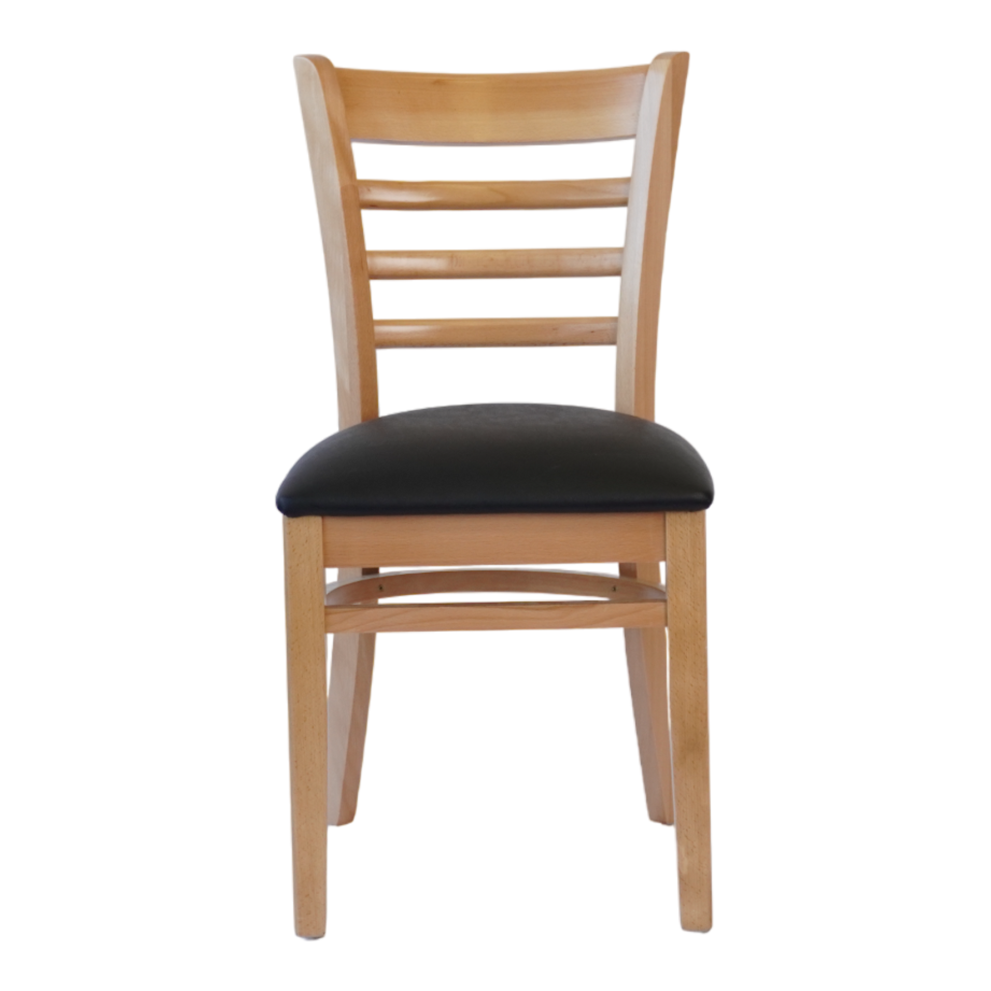 Wooden Ladder Back Chair with PU Leather Upholstered Seat- Dining and Bar Height