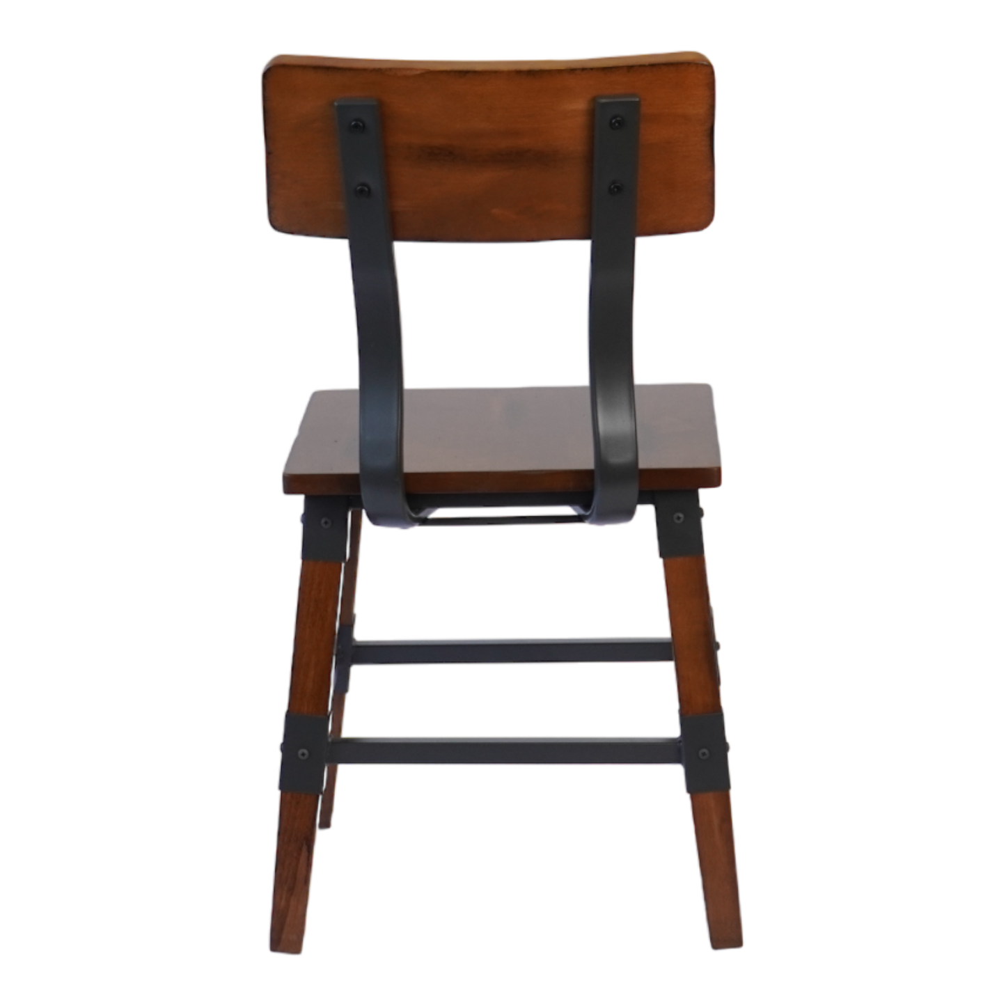 Industrial-Style High-Back Wood and Metal Restaurant Chair, Beechwood