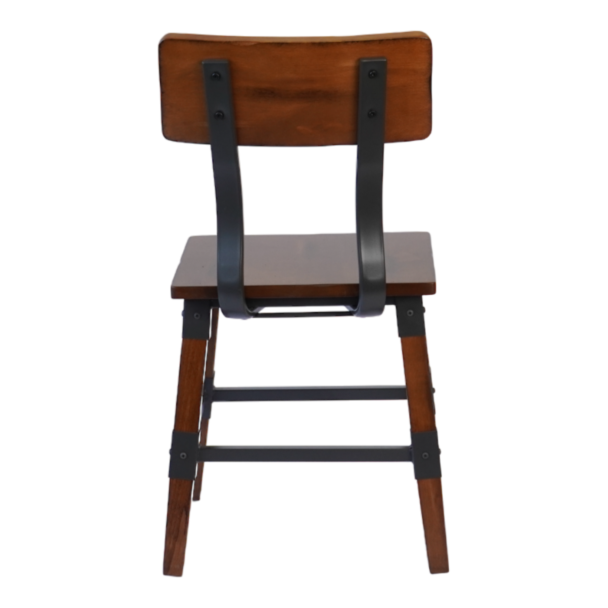 Industrial-Style High-Back Wood and Metal Restaurant Chair, Beechwood