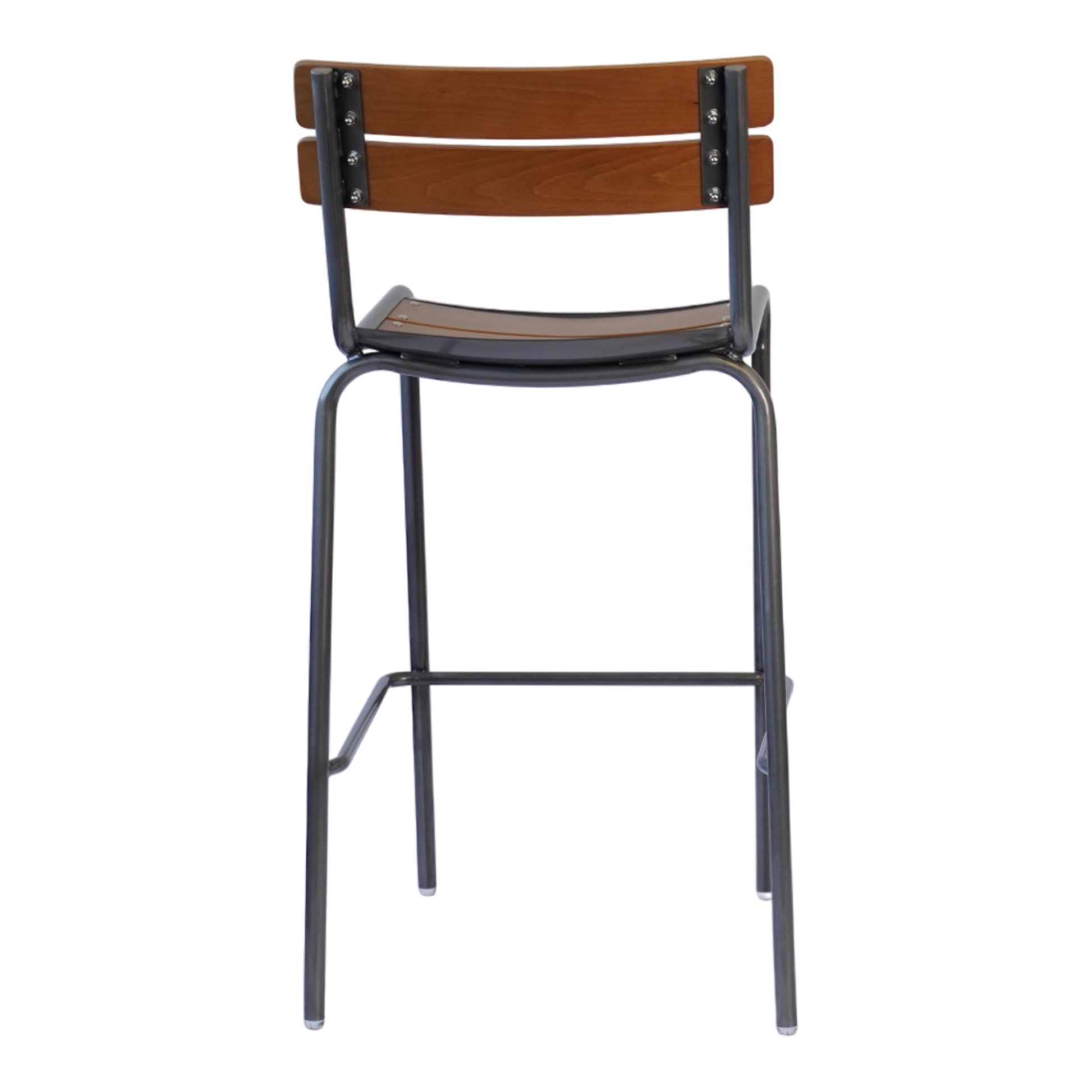 Low-back Wood Seat Chairs with Galvanized Metal Frame