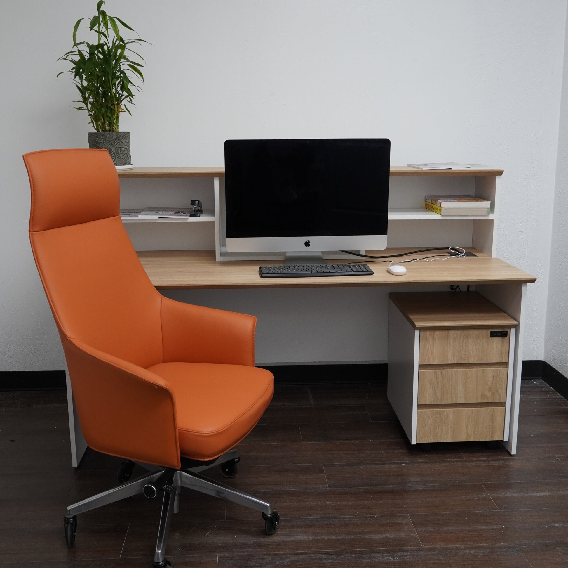 Modular Reception Desk with Counter Riser & Storage