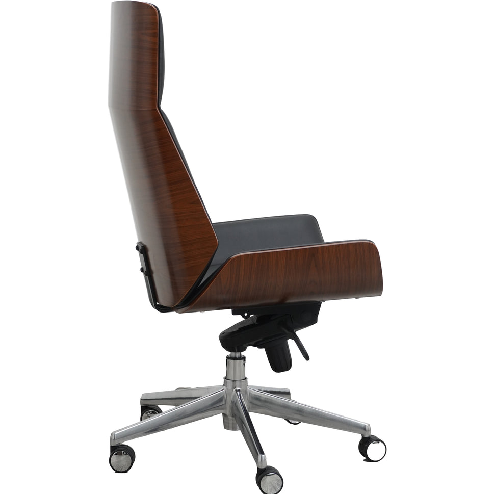 Chesterfield Style Tufted Office Chair with Bentwood Back – Classic Leather Executive Desk Chair