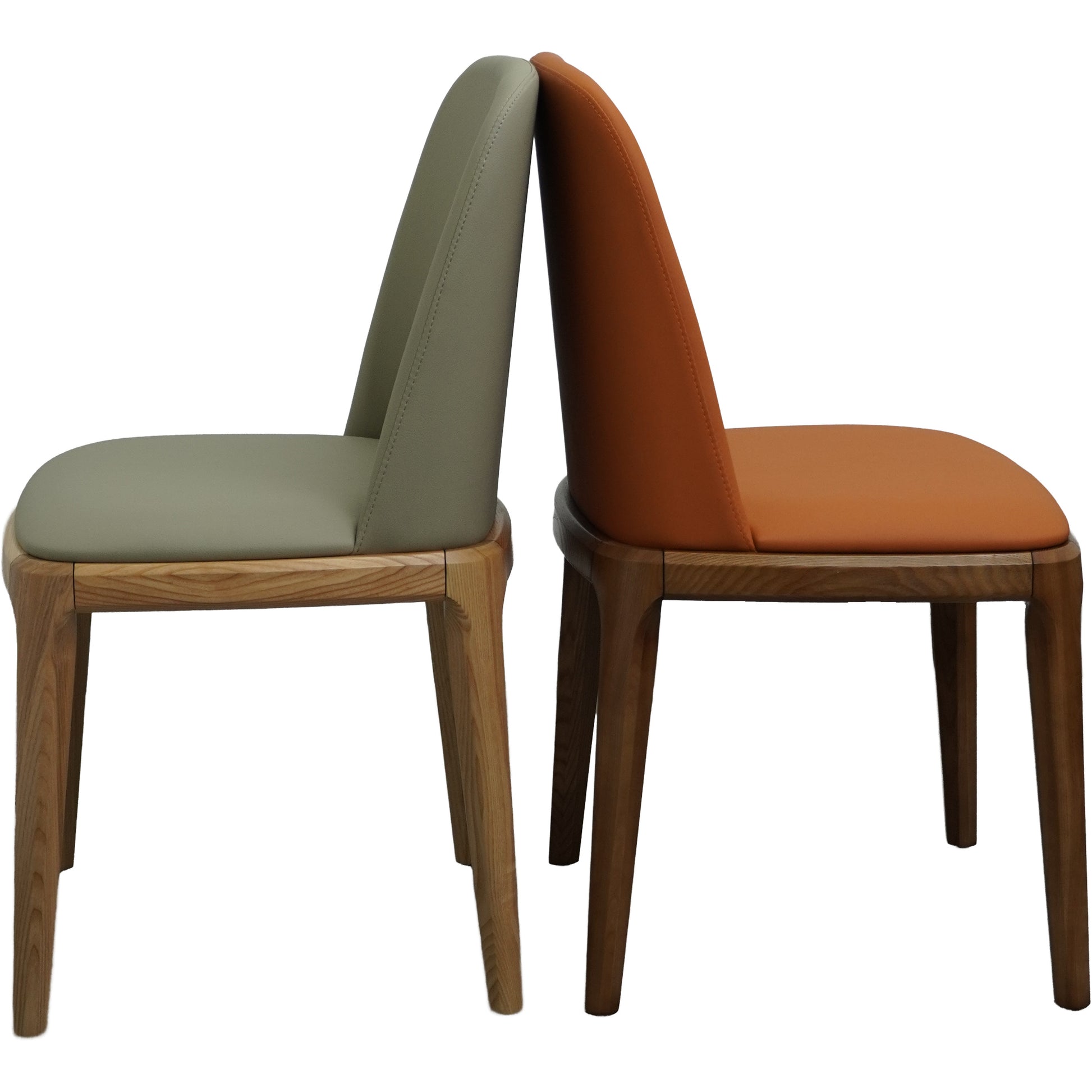 Modern Upholstered Dining Chair with Solid Wood Legs – Beige/Natural or Orange/Walnut