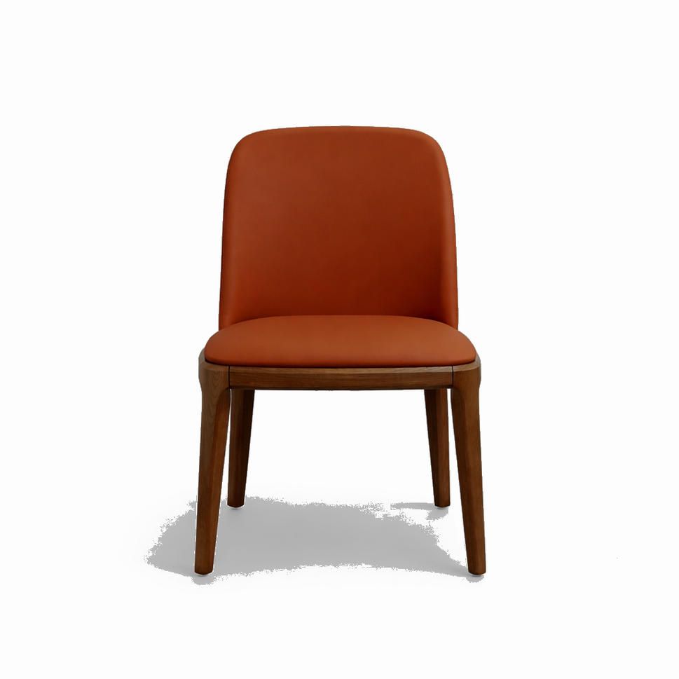 Modern Upholstered Dining Chair with Solid Wood Legs – Beige/Natural or Orange/Walnut
