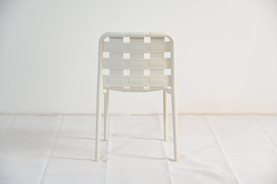 Set of 4 Contemporary Open-Weave Dining Chairs – Stackable Indoor & Outdoor Chair Set