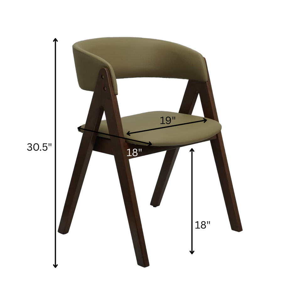 Set of 2 Modern Walnut Dining Chair with Curved Backrest and Beige Upholstery