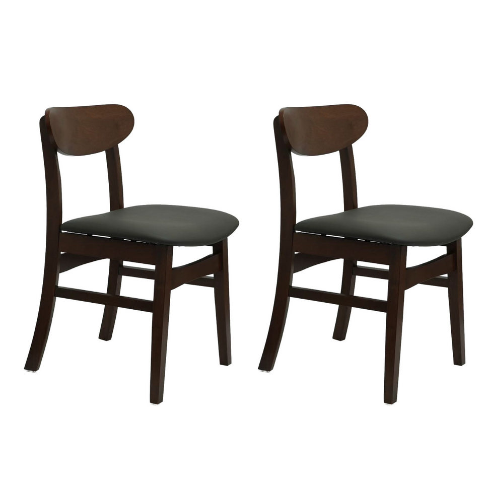 Set of 2 Wood Dining Chair with Dark Gray Seat- Light and Dark Wood Options