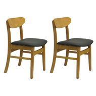 Set of 2 Wood Dining Chair with Dark Gray Seat- Light and Dark Wood Options