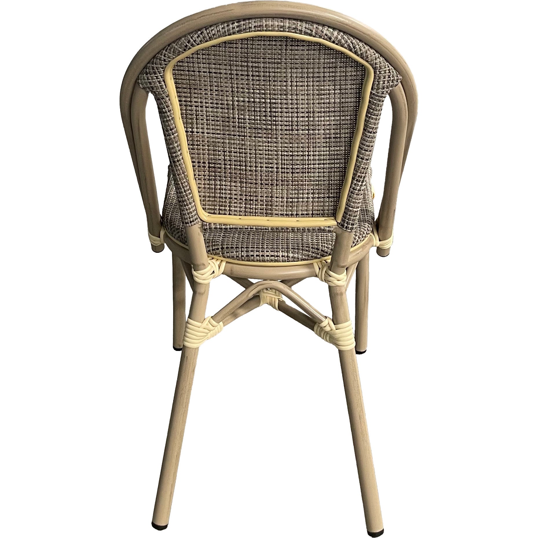 Outdoor Rattan Wicker Café Seating, Stackable Parisian Style Patio Dining Chairs with Aluminum Frame