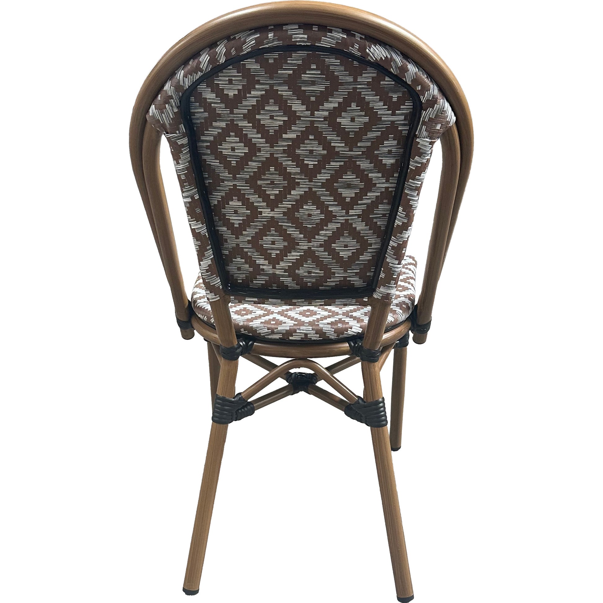 Outdoor Rattan Wicker Café Seating, Stackable Parisian Style Patio Dining Chairs with Aluminum Frame