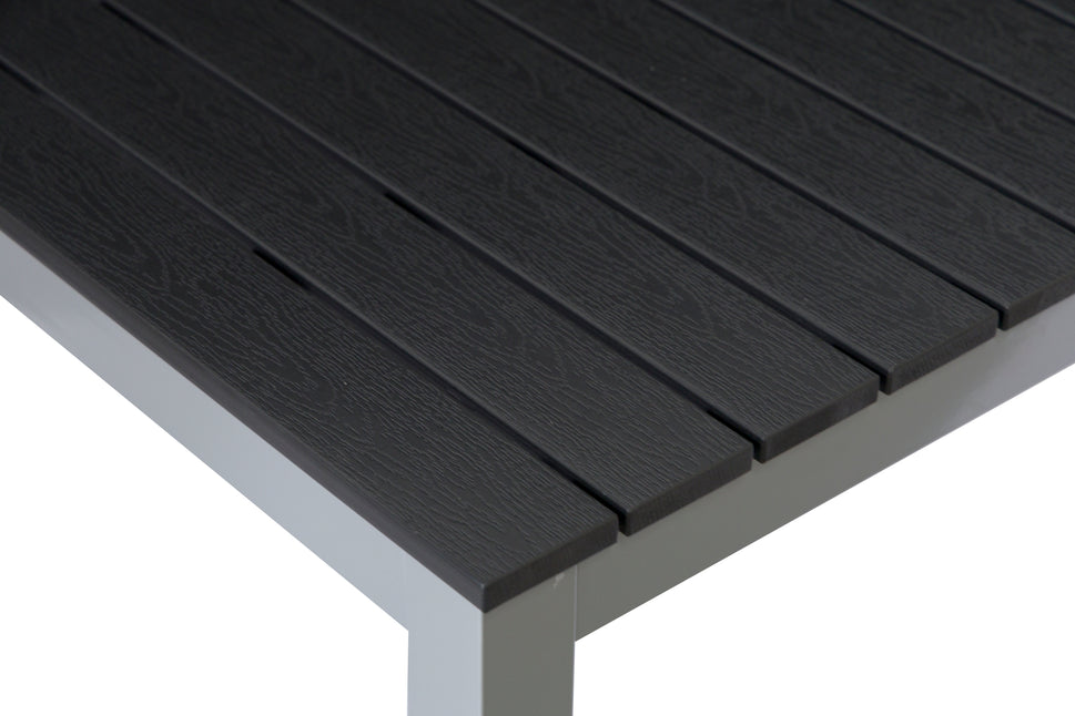 Teak Rectangular Outdoor Dining Table – Aluminum Frame with Teak-Look Plastic Wood Slats (47.2" x 29.5")