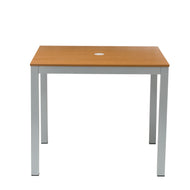 Teak Outdoor Dining Table – Aluminum Frame with Teak-Look Plastic Wood Slats (35.4" x 35.4")