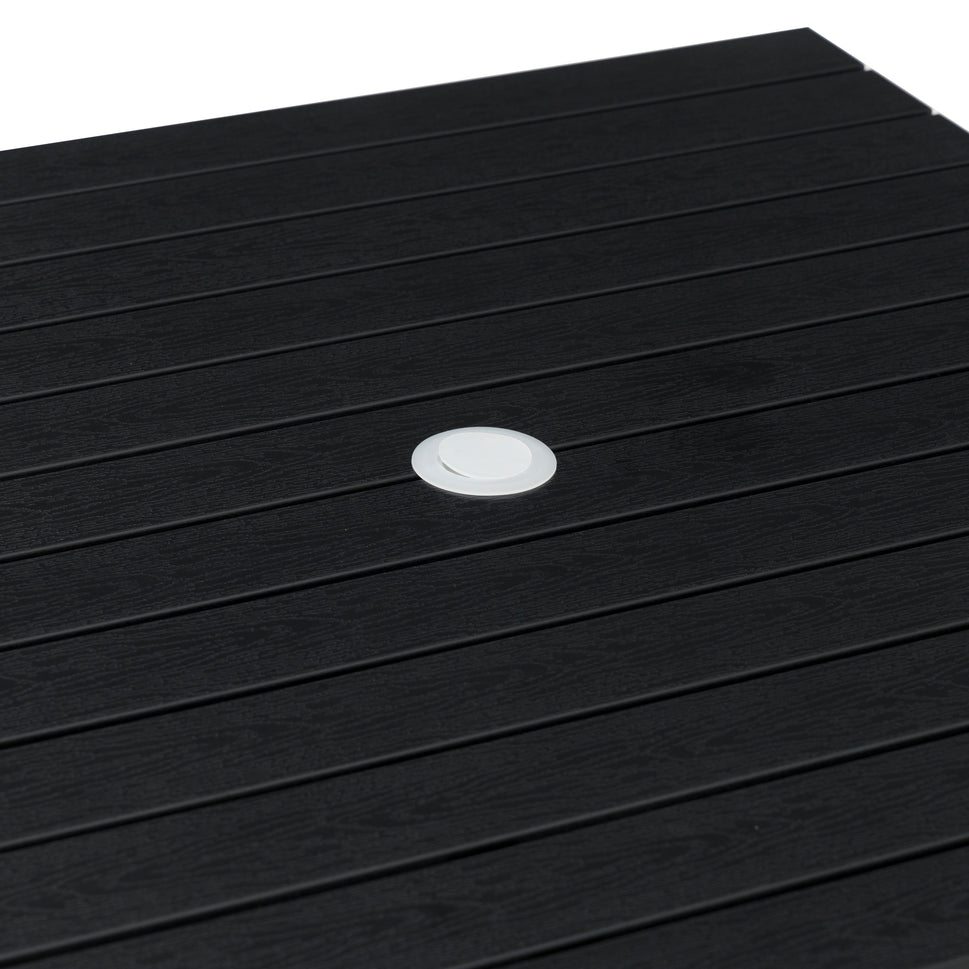 Teak Outdoor Dining Table – Aluminum Frame with Teak-Look Plastic Wood Slats (35.4" x 35.4")