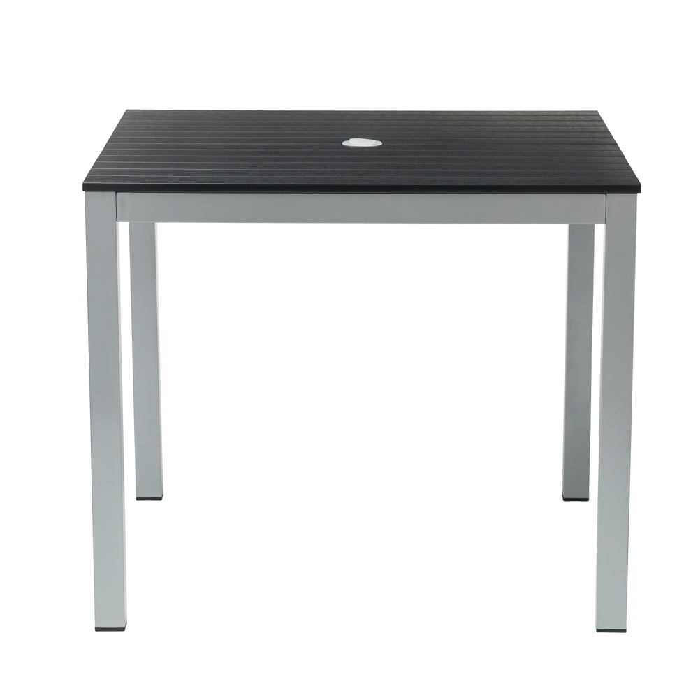 Teak Outdoor Dining Table – Aluminum Frame with Teak-Look Plastic Wood Slats (35.4" x 35.4")