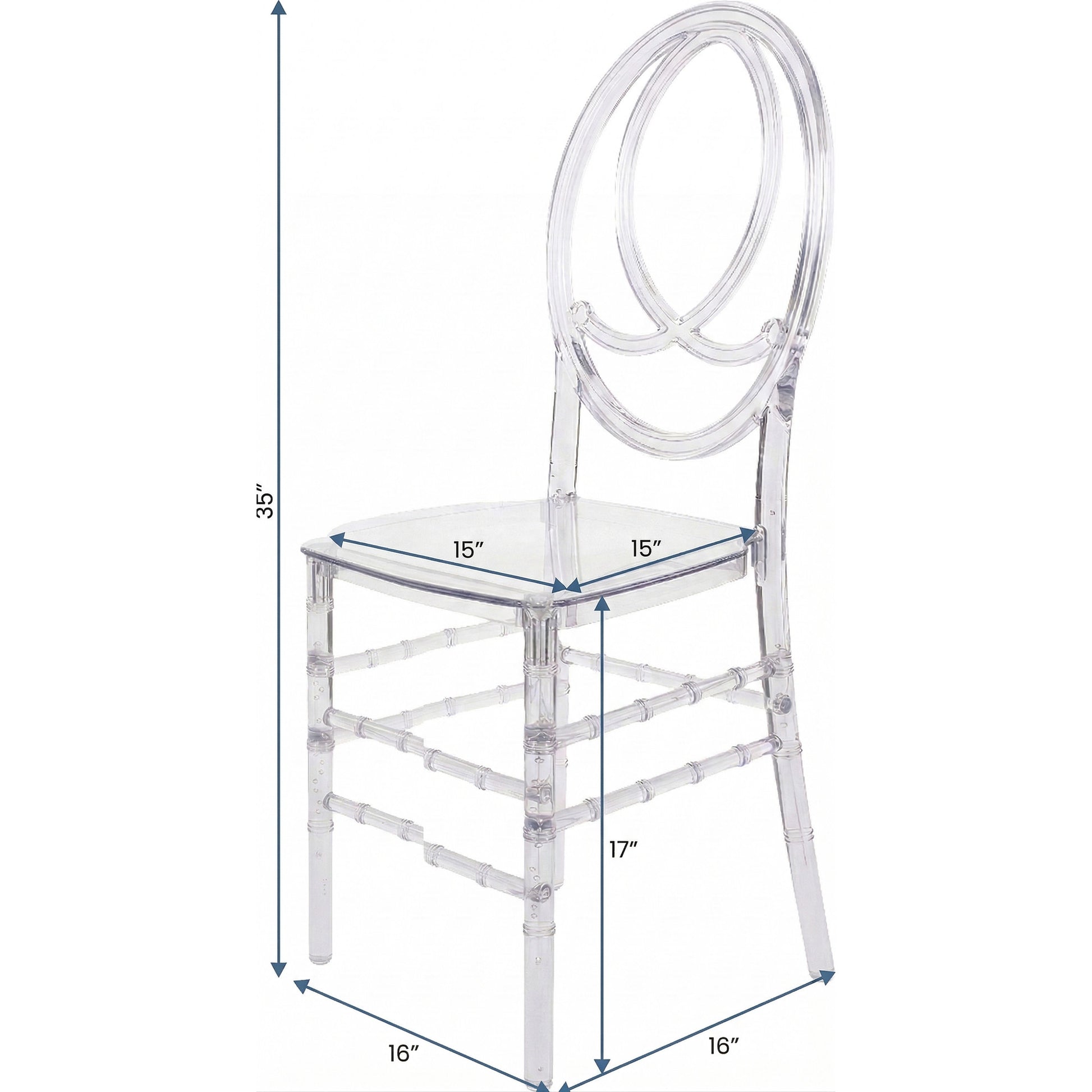 Set of 3 Clear Oval Back Chairs – Fully Assembled, Stackable & Durable
