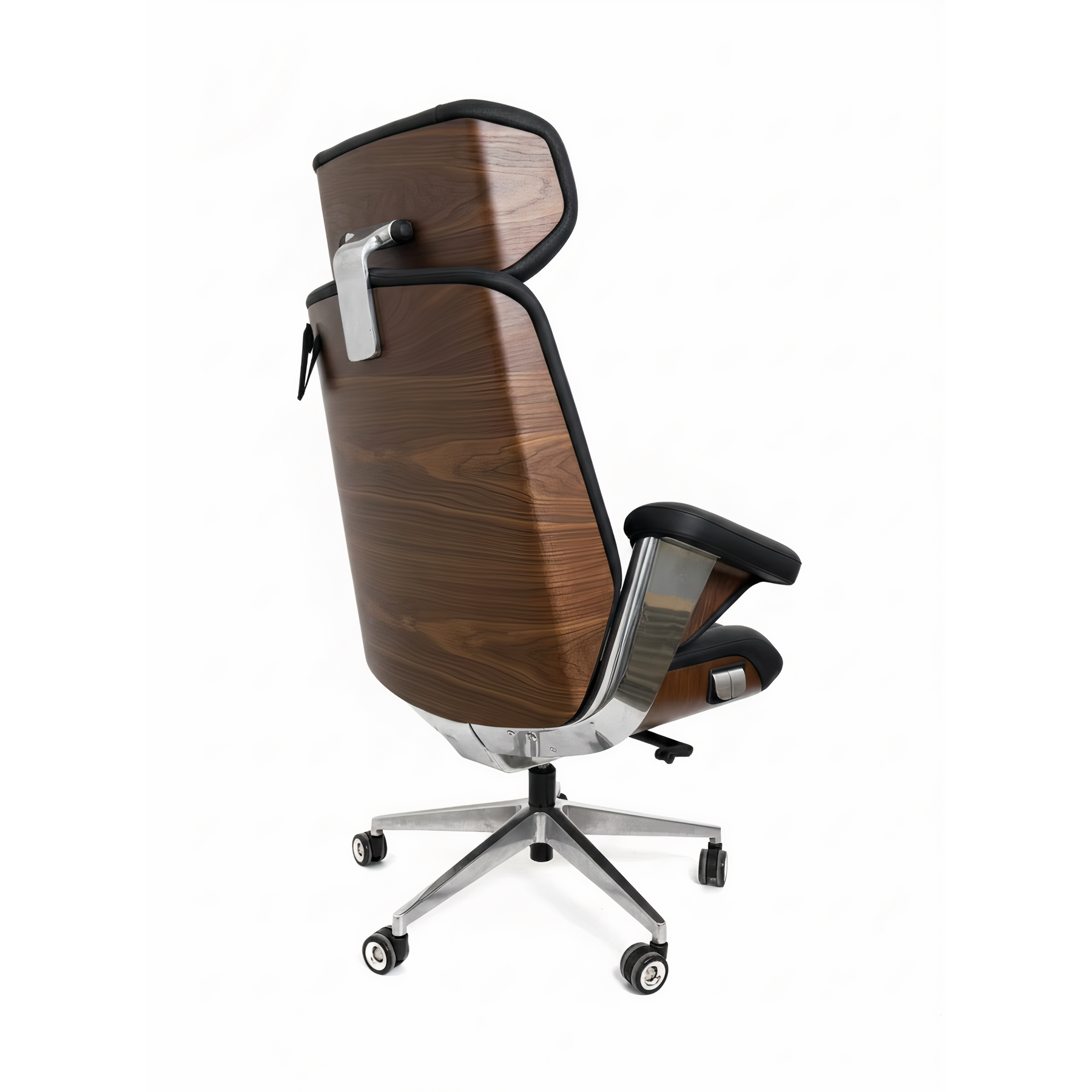 Luxury Executive Office Chair with Wood Accent Back & Ergonomic High-Back Design