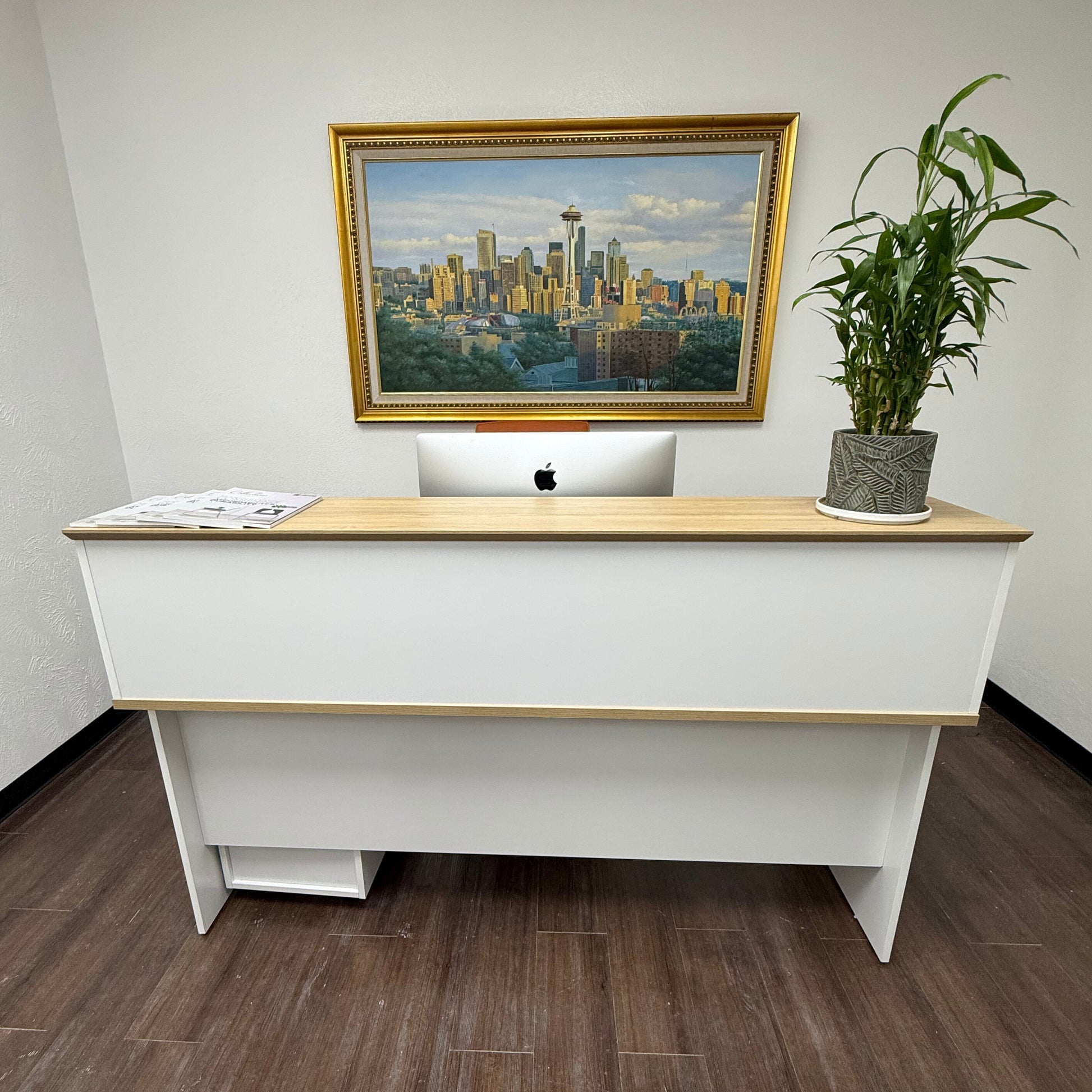 Modular Reception Desk with Counter Riser & Storage