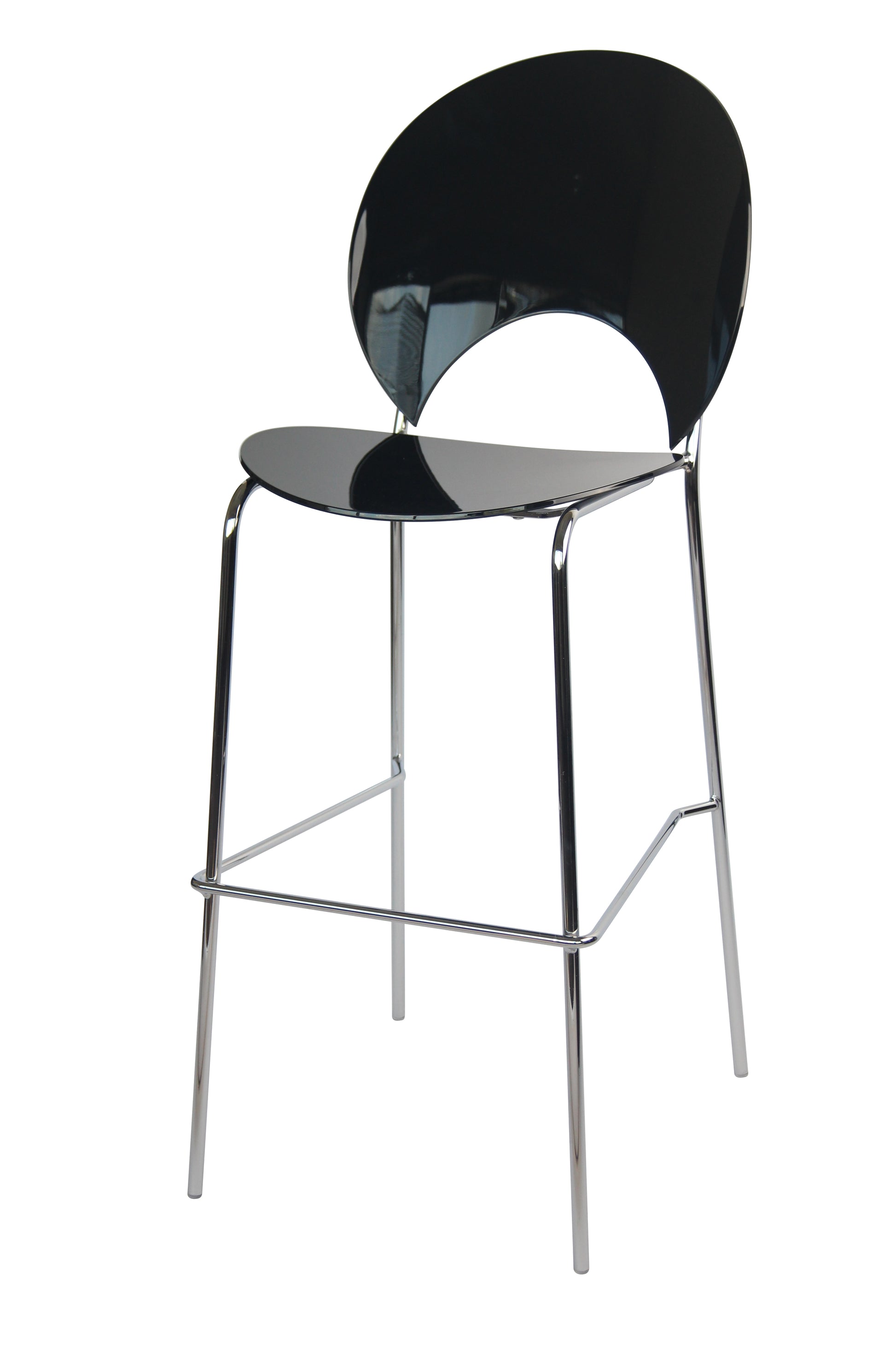 Set of 4 Modern PC Barstools with Chrome Metal Legs