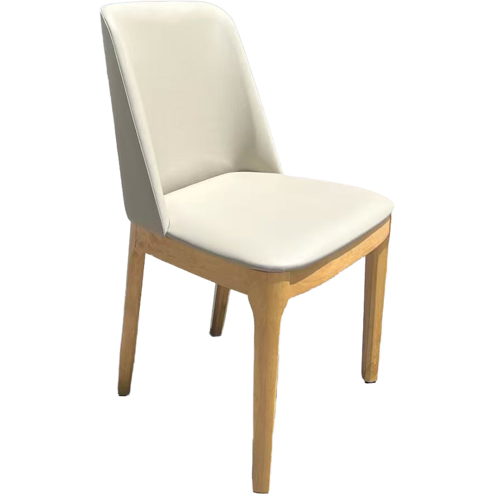 Set of 2 Modern Cream Upholstered Dining Chair with Natural Wood Frame