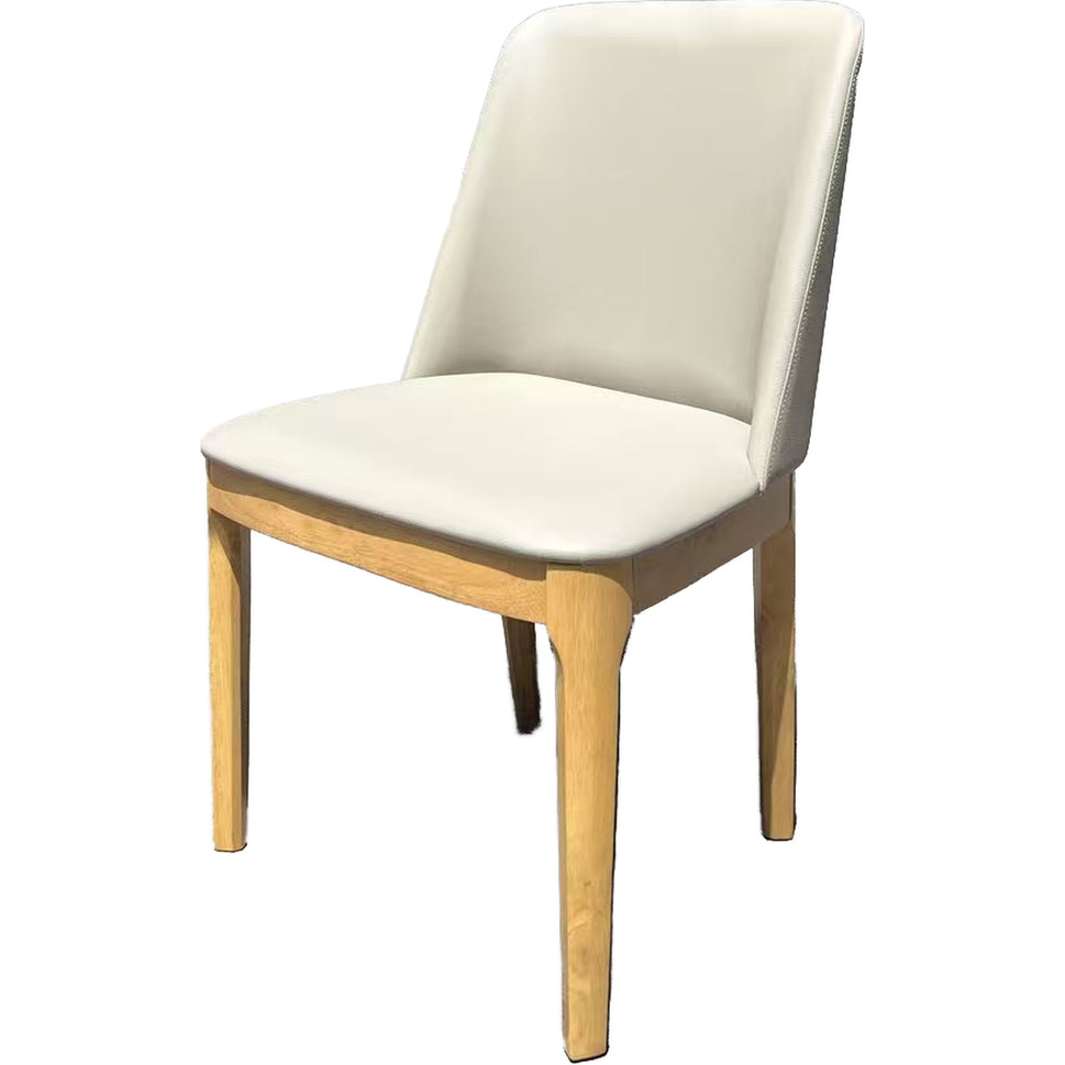 Set of 2 Modern Cream Upholstered Dining Chair with Natural Wood Frame