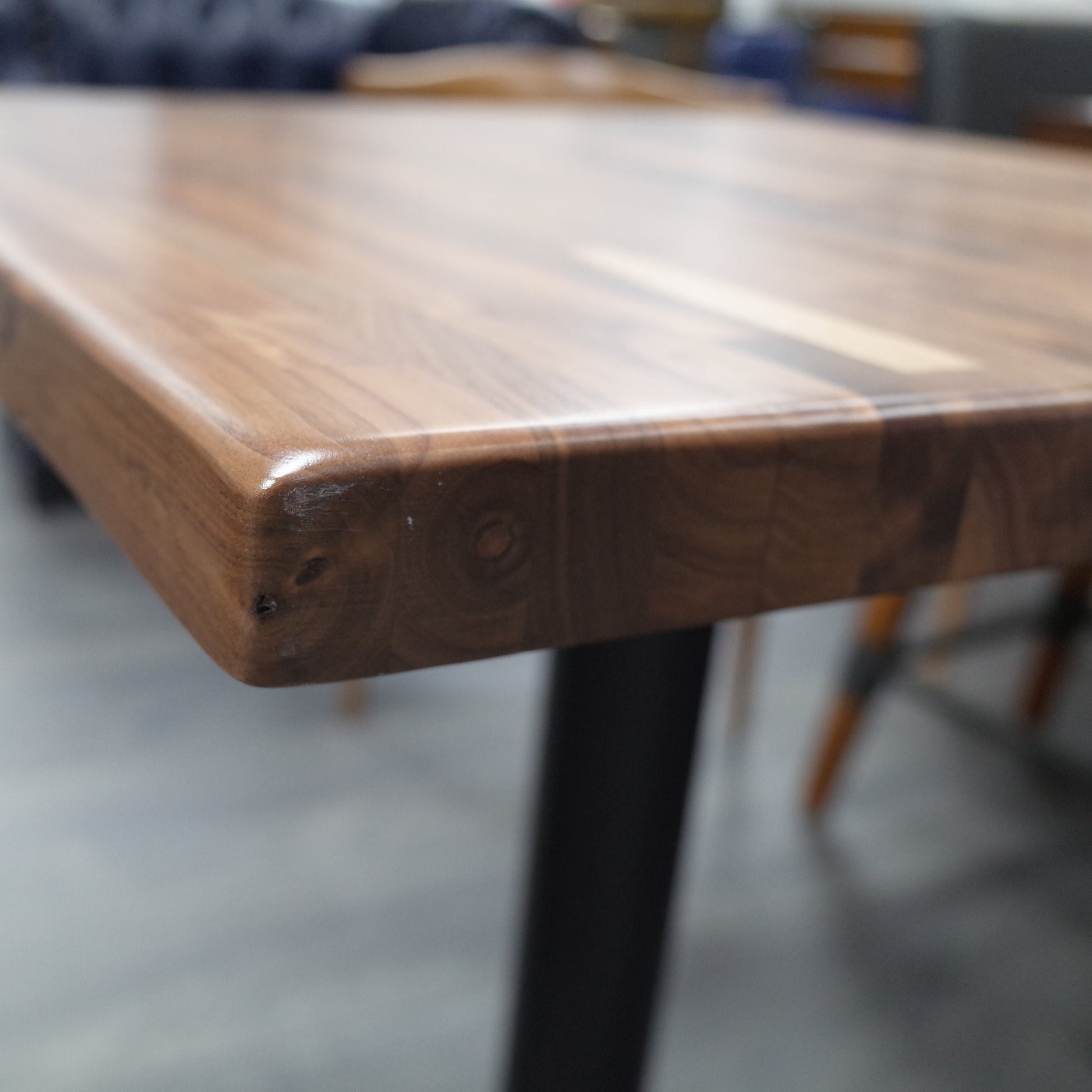 Butcher Block Walnut Solid Wood Dining Table with Base